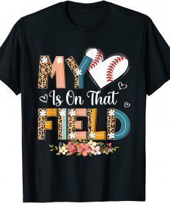 Leopard Baseball Mom My Heart Is On That Field Mother's Day T-Shirt