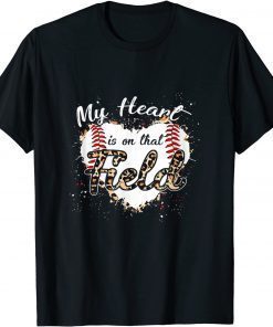 My Heart Is On That Field Tee Softball Baseball Mom Leopard T-Shirt