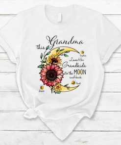 This Grandma Loves Her Grandkids To The Moon And Back Bee And Sunflowe Shirt
