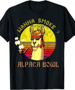 Wanna Smoke Alpaca Bowl Vintage Retro Lover T-Shirt