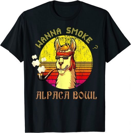 Wanna Smoke Alpaca Bowl Vintage Retro Lover T-Shirt