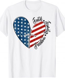 4th of July Faith Family Freedom American Flag Patriotic T-Shirt