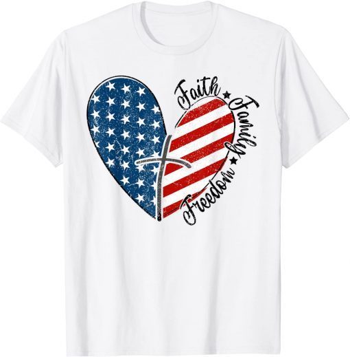 4th of July Faith Family Freedom American Flag Patriotic T-Shirt