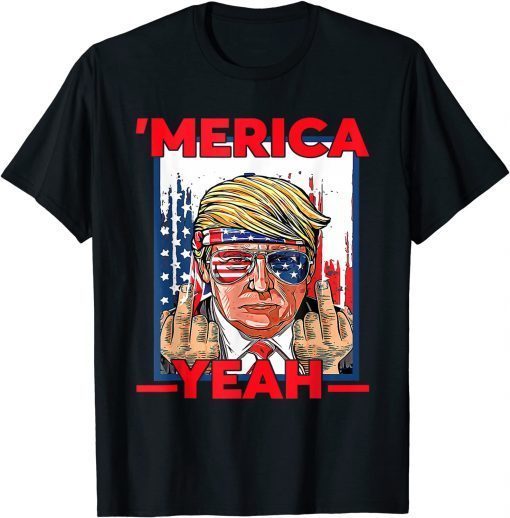 4th of July Patriotic Donald Trump 'Merica USA Flag T-Shirt