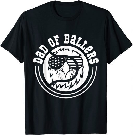 4th of July USA Flag Daddy Of Baseball Dad Of Ballers T-Shirt