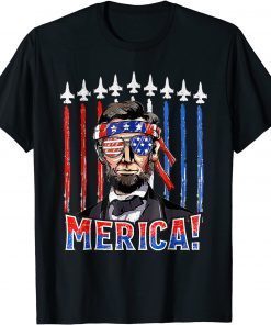 Abraham Lincoln 4th Of July Merica Patriotic American Flag T-Shirt