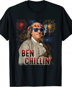 Ben Chillin' Stoner Ben Franklin 4th of July Fireworks T-Shirt