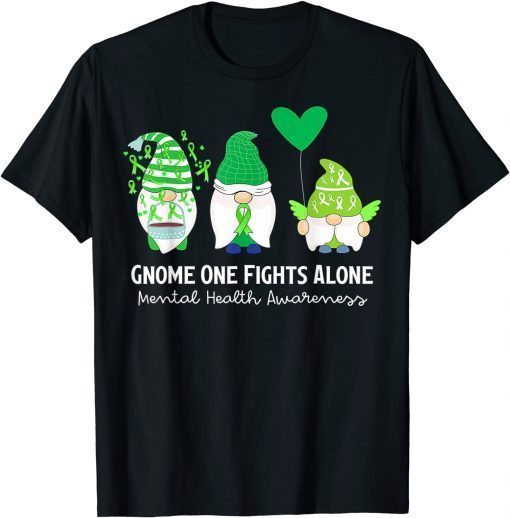 Gnome One Fights Alone Mental Health Awareness Month T-Shirt