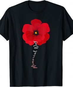 I Wear A Little Poppy Flower Memorial Day Veteran Military T-Shirt