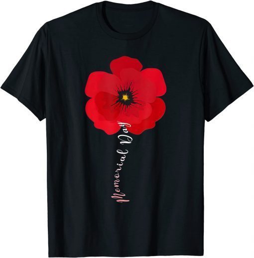 I Wear A Little Poppy Flower Memorial Day Veteran Military T-Shirt