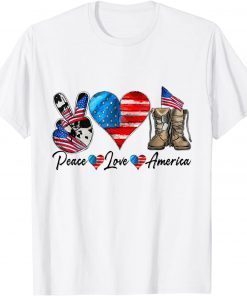 Peace love America Vintage 4th of July western America Flag T-Shirt