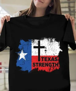 Pray for Uvalde Texas, Uvalde Texas Strong American Flag Cross Protest T-Shirt