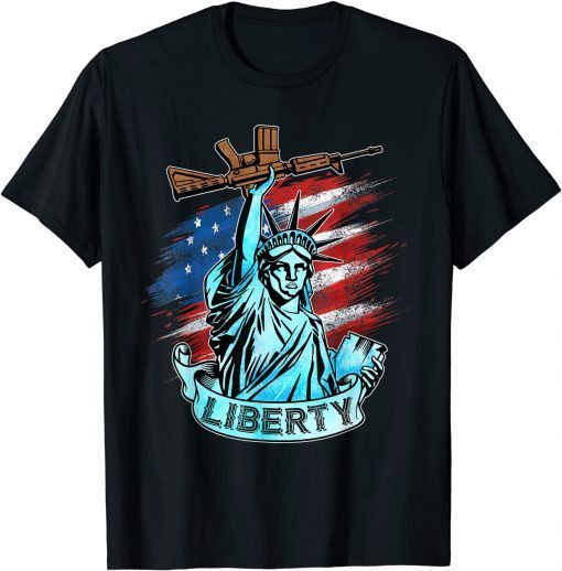 Statue of Liberty, New York City American Flag 4th Of July T-Shirt