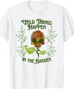 Wild Things Happen in the Garden Cute Skull Flower T-Shirt