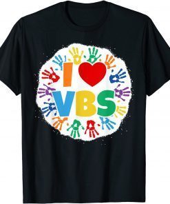 2022 Vacation Bible School Bleached Handprints I Love VBS T-Shirt