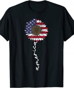 4th Of July America Sunflower US Patriotic American USA Flag T-Shirt