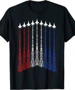 4th Of July Fighter Jet Airplane Red White Blue In The Sky T-Shirt