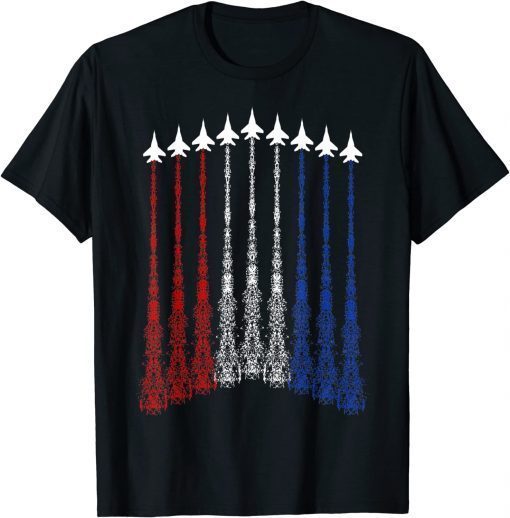 4th Of July Fighter Jet Airplane Red White Blue In The Sky T-Shirt