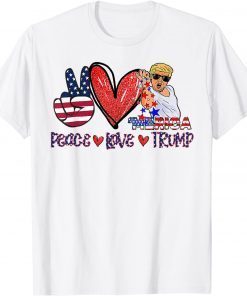 4th Of July Peace Love Trump, Humor Merica Trump T-Shirt