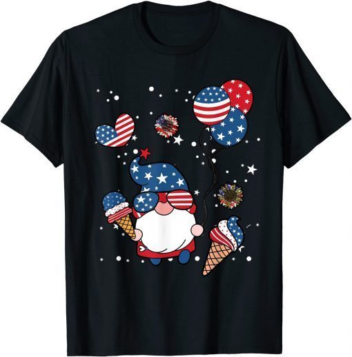 4th of July 2022 Gnomes Patriotic Gnome American Flag T-Shirt