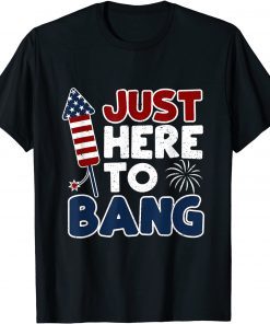 4th of July America Firework Patriot USA Just Here To Bang T-Shirt