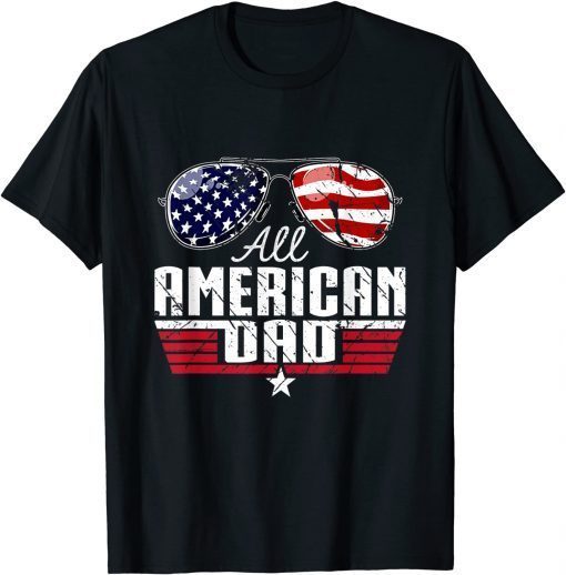 4th of July Family Matching All American Dad American Flag T-Shirt