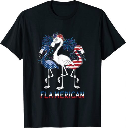 4th of July US Flag Patriotic Flamingo Flamerica T-Shirt