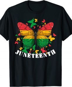 African American Freedom Black Pride Juneteenth Butterfly Tee Shirt