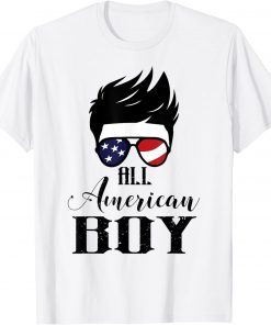 All American Boy 4th of July Sunglasses USA Flag T-Shirt