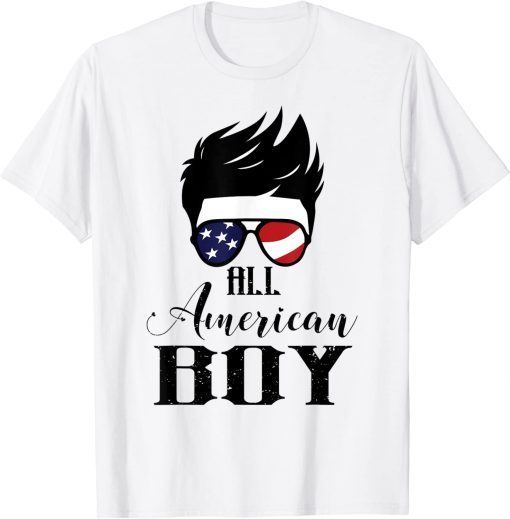 All American Boy 4th of July Sunglasses USA Flag T-Shirt