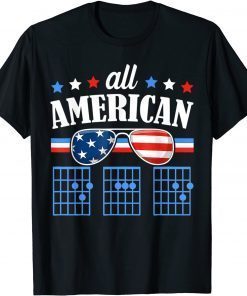 All American Dad Guitarist 4th Of July 2022 US Flag T-Shirt