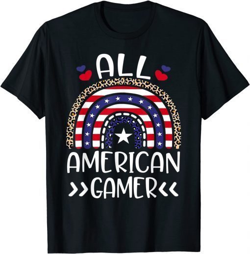 All American Gamer 4th July Rainbow Leopard Matching Family T-Shirt