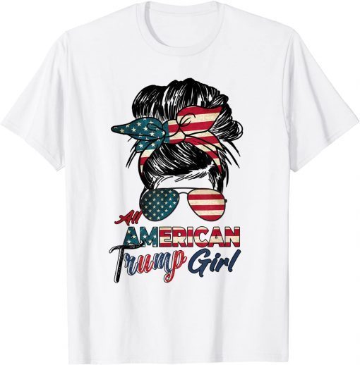 All American Trump Girl US Flag July 4th Patriot Republican T-Shirt