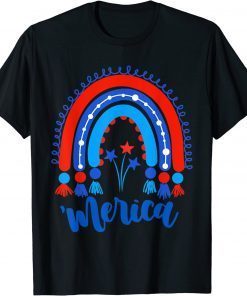 Merica Rainbow American Flag Independence Day Patriotic US T-Shirt