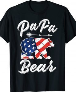 Papa Bear American Flag 4th of July Father's Day T-Shirt