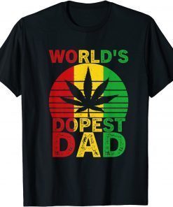 World's Dopest Dad Vintage Weed Leaf Cannabis Marijuana T-Shirt