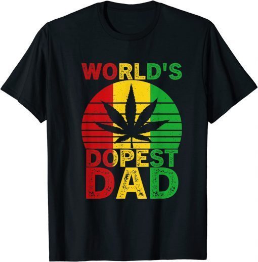 World's Dopest Dad Vintage Weed Leaf Cannabis Marijuana T-Shirt