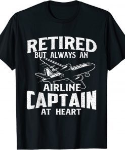 Airline Captain At Heart - Airplane Aircraft Lover Aviator T-Shirt