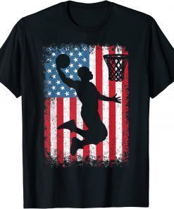 American Patriotic Basketball 4th Of July USA Flag Tee Shirt