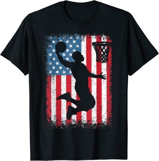 American Patriotic Basketball 4th Of July USA Flag Tee Shirt