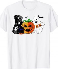 Boo Halloween Costume Spiders, Ghosts, Pumpkin & Witch Hat T-Shirt