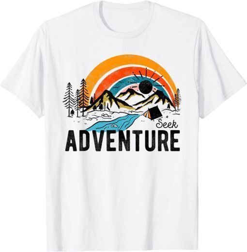 Vintage Seek Adventure Heat Retro Explore Mountain Camping T-Shirt