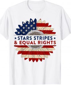 Vintage Sunflower American Flag Stars Stripes Equal Rights T-Shirt