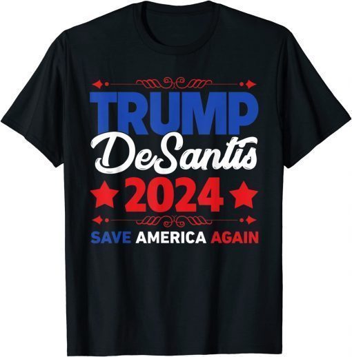 Vintage Trump Desantis 2024 Save America Again Election 2024 T-Shirt