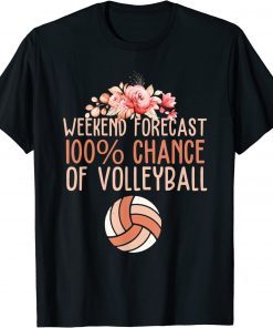 Volleyball Weekend Forecast Volleyball Boho Floral T-Shirt