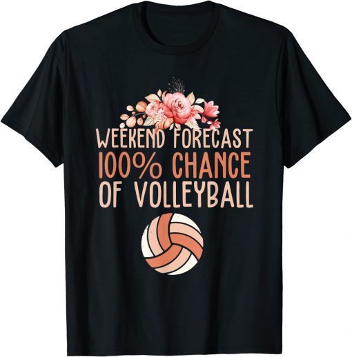 Volleyball Weekend Forecast Volleyball Boho Floral T-Shirt