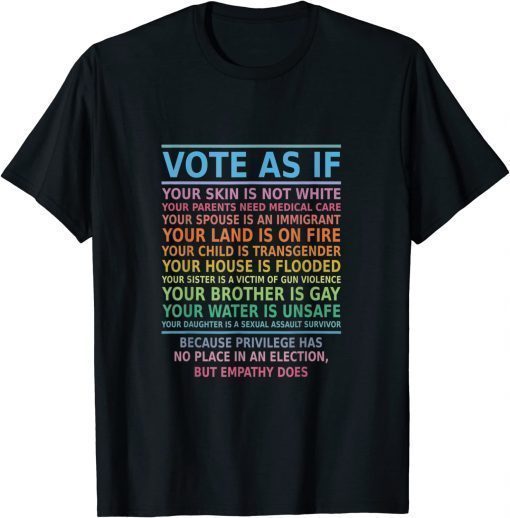 Vote As If Your Skin Is Not White Human's Rights Apparel Tee Shirt