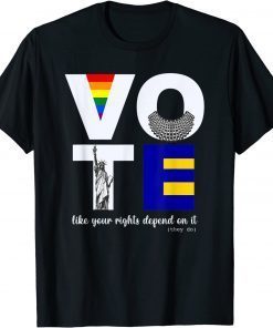 Vote Dissent Collar Statue of Liberty Pride Flag Equality T-Shirt