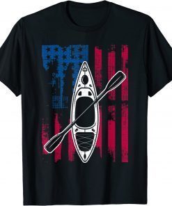 American Flag Kayak Cool Kayaking T-Shirt