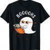 Cute Ghost Book Reading Halloween Teacher Top T-Shirt